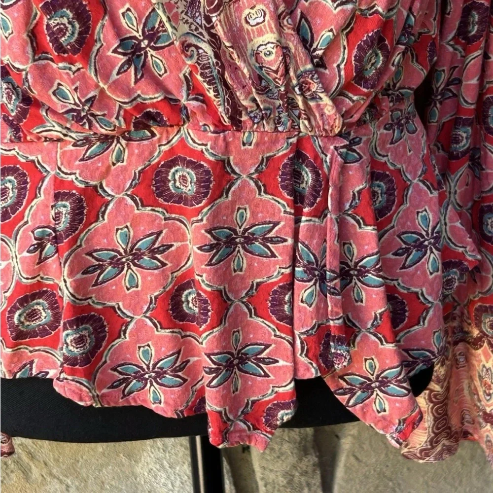 Free People Falling For You Top Medium Faux Wrap Hibiscus‎ Combo Excellent - Picture 5 of 12